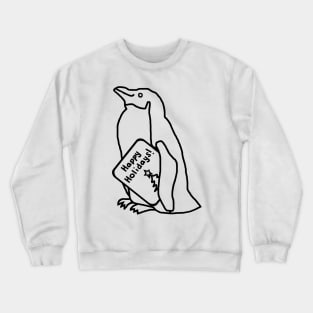 Cute Christmas Penguin says Happy Holidays Line Drawing Crewneck Sweatshirt